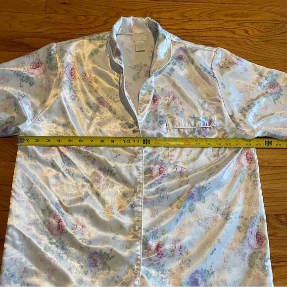Aria womens pajama set size medium 12 14 white floral flannel lining button - Picture 7 of 14